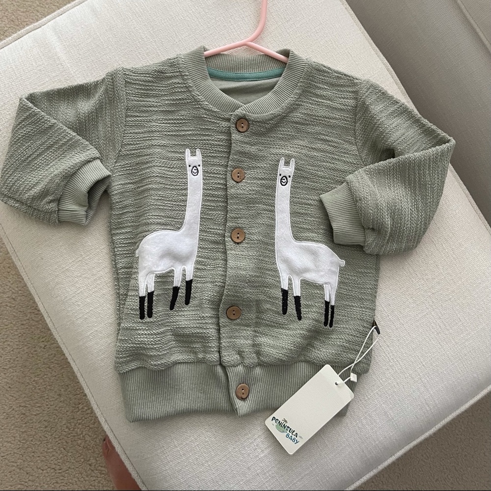 Llama cotton cardigan for toddler